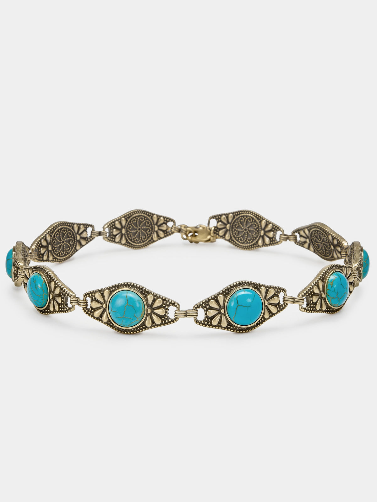 Rhombus Hollow Turquoise Linked Choker