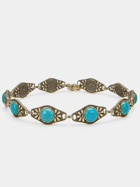 Rhombus Hollow Turquoise Linked Choker