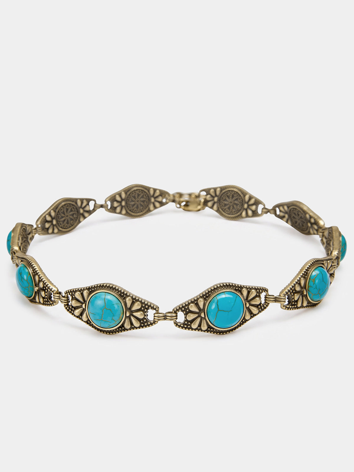 Rhombus Hollow Turquoise Linked Choker