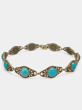 Rhombus Hollow Turquoise Linked Choker
