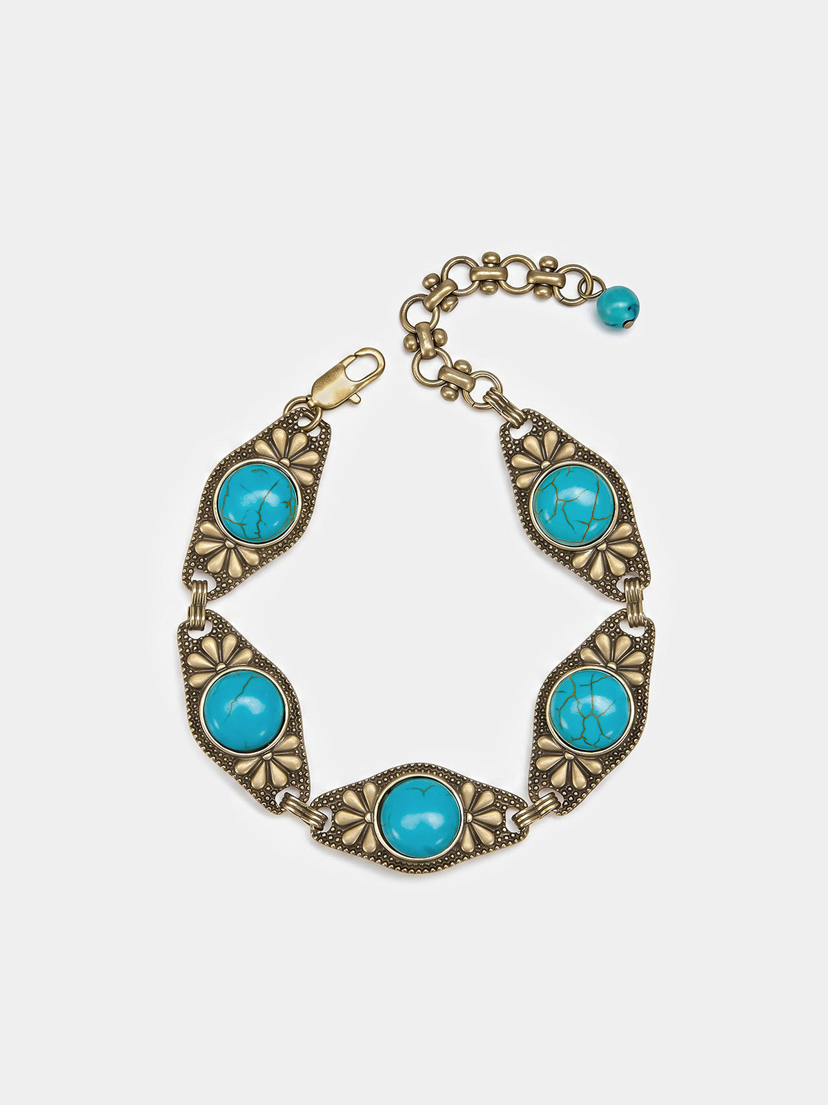 Rhombus Carved Turquoise Vintage Bracelet