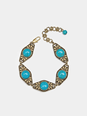 Rhombus Carved Turquoise Vintage Bracelet