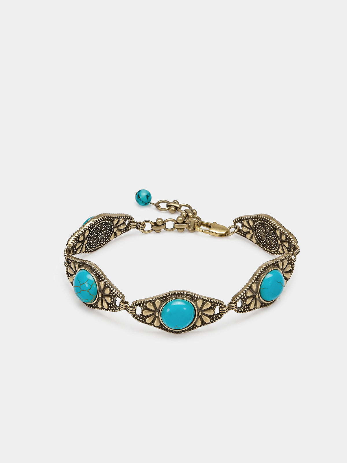 Rhombus Carved Turquoise Vintage Bracelet