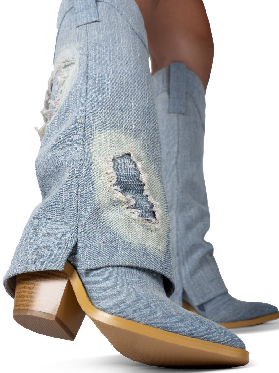 Denim Pointed Toe Cowgirl Boots
