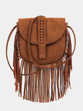 Fringe Faux Suede Western Saddle Bag