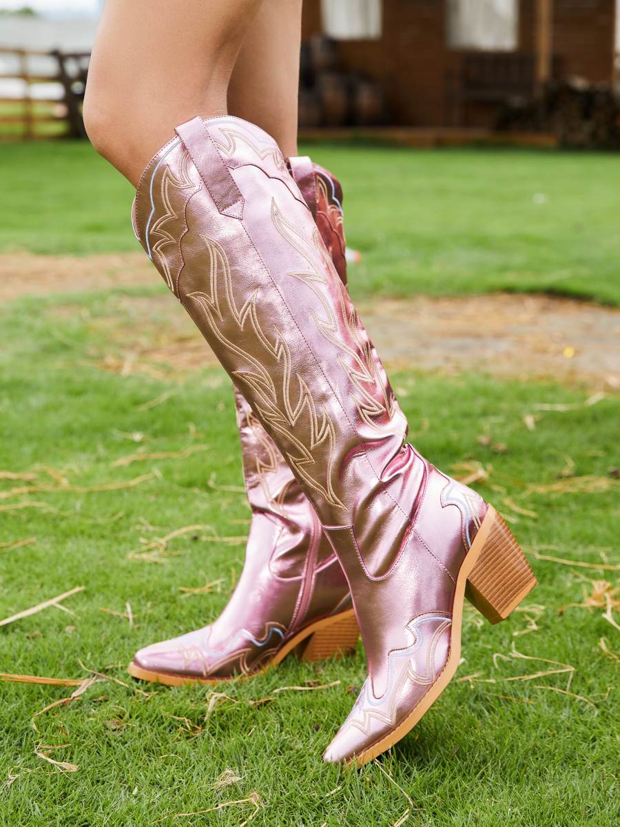 Metallic Embroidered Western Boots