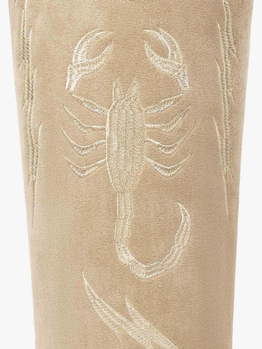 Apricot-embroidery-desert-scorpion-faux-suede-cowgirl-boots