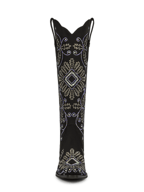Black-cross-grass-knee-high-cowgirl-boots