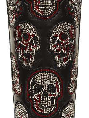 Black-leather-rhinestone-skull-pu-western-cowgirl-boots