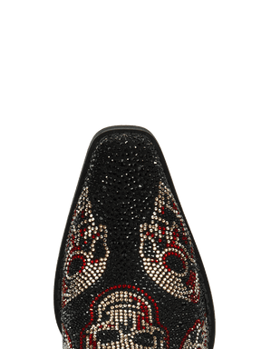 Black-leather-rhinestone-skull-snip-western-cowgirl-boots