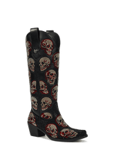 Black-leather-rhinestone-skull-western-cowgirl-boots