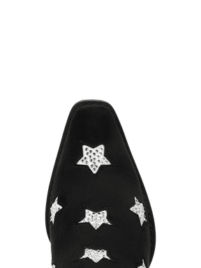 Black-rhinestone-star-single-sided-tassel-snip-cowgirl-boots