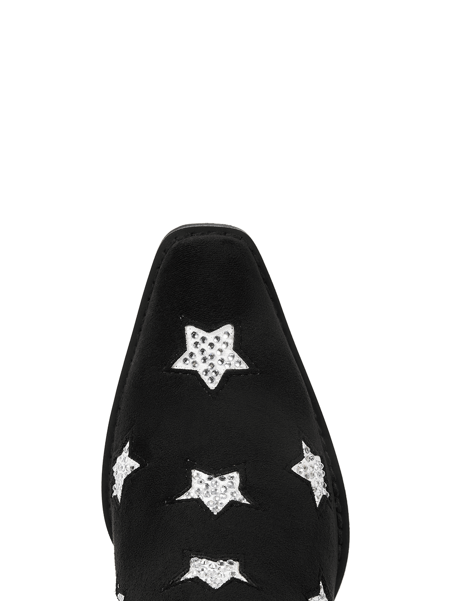 Black-rhinestone-star-single-sided-tassel-snip-cowgirl-boots