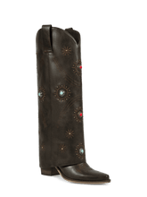 Brown-fold-over-turquoise-knee-high-boots