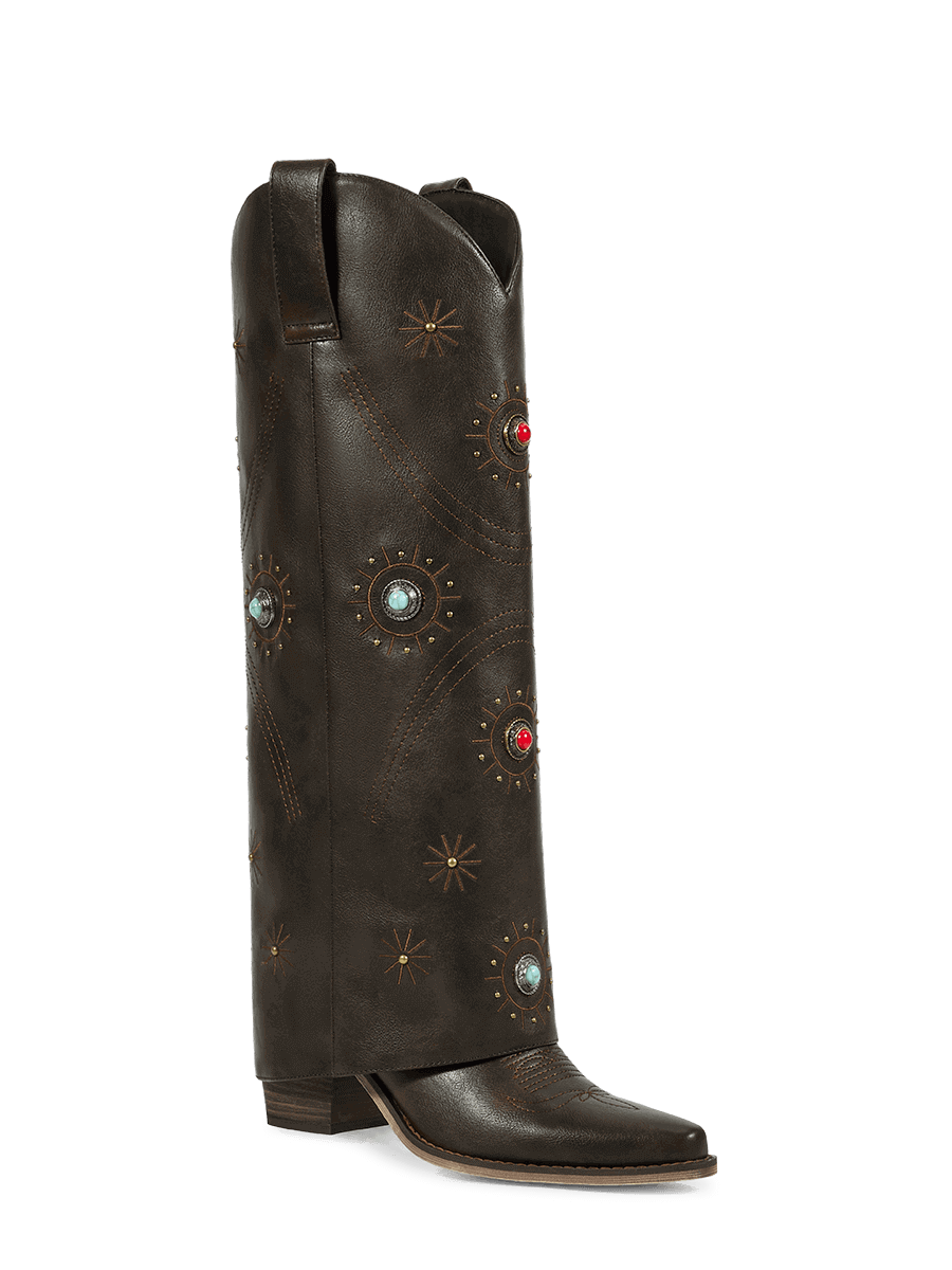 Brown-fold-over-turquoise-knee-high-boots