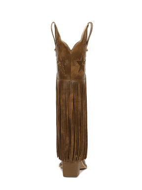 Brown-star-studs-fringes-mid-heel-western-boots