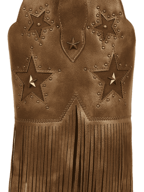 Brown-star-studs-fringes-pu-western-boots