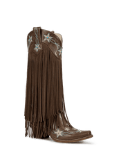 Brown-studs-embroidered-star-fringe-cowgirl-boots