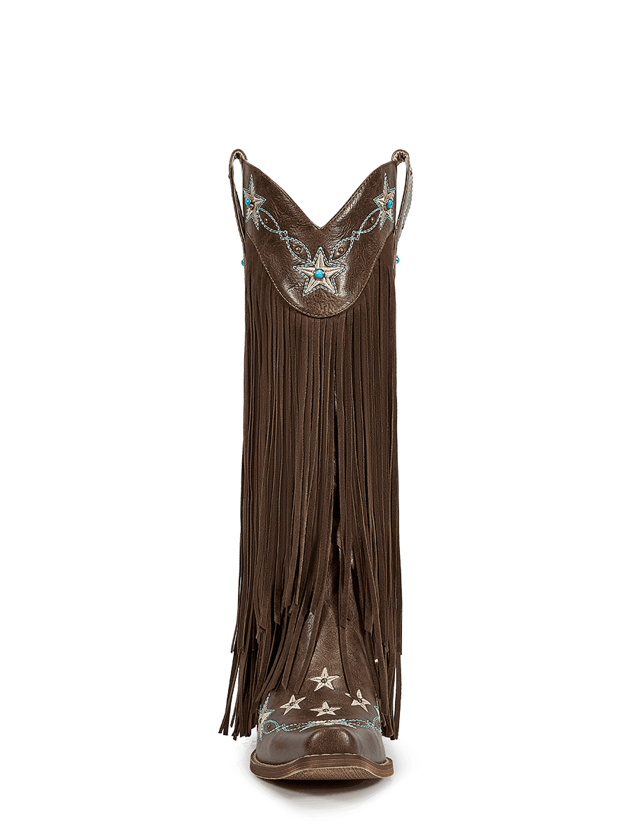 Brown-studs-embroidered-star-fringe-knee-high-cowgirl-boots