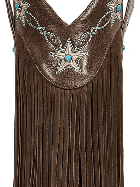 Brown-studs-embroidered-star-fringe-pu-cowgirl-boots