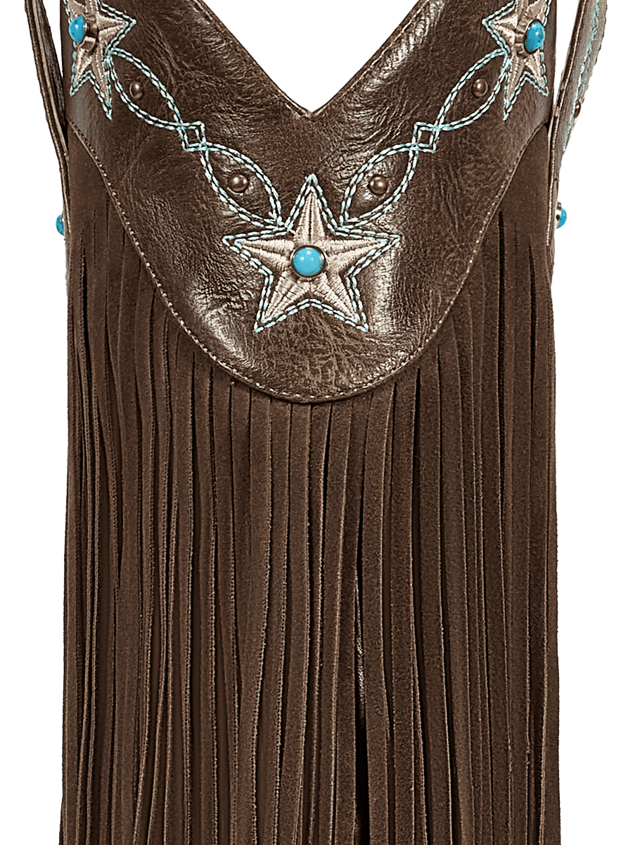 Brown-studs-embroidered-star-fringe-pu-cowgirl-boots