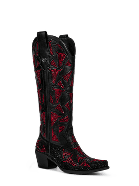 Burgundy-cut-out-rhinestones-cowgirl-boots