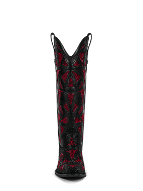 Burgundy-cut-out-rhinestones-knee-high-cowgirl-boots