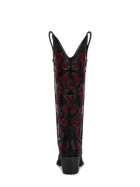 Burgundy-cut-out-rhinestones-mid-heel-cowgirl-boots
