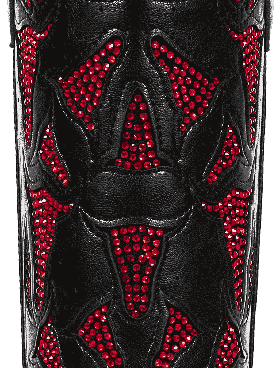 Burgundy-cut-out-rhinestones-pu-cowgirl-boots