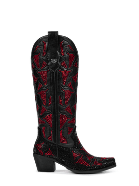 Burgundy-cut-out-rhinestones-pull-on-cowgirl-boots
