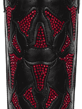 Burgundy-pu-cut-out-rhinestones-mid-heel-cowgirl-boots