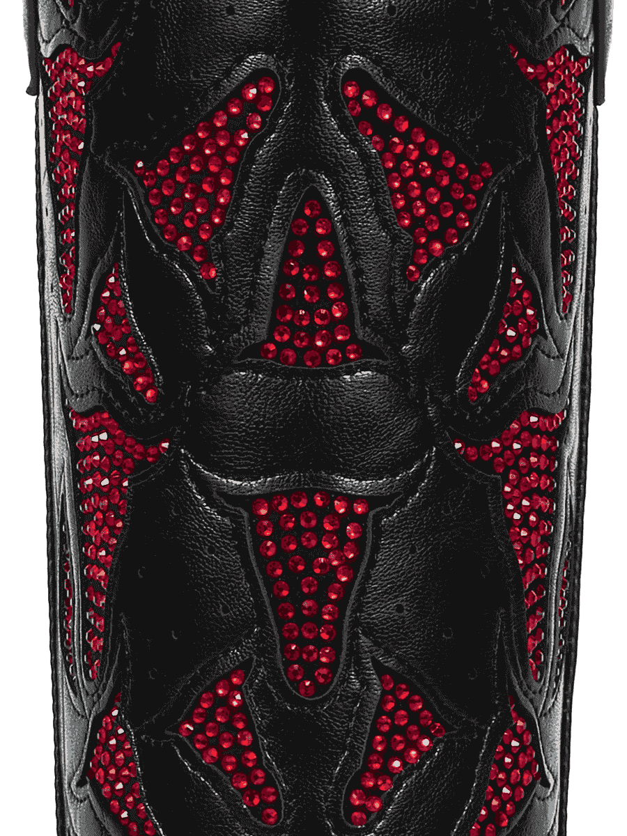 Burgundy-pu-cut-out-rhinestones-mid-heel-cowgirl-boots