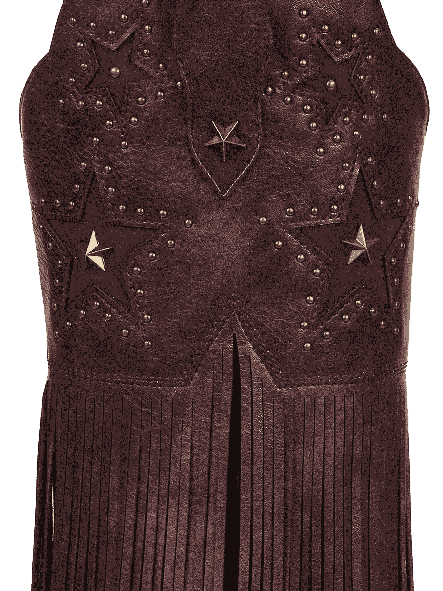 Burgundy-star-studs-fringes-pu-western-boots