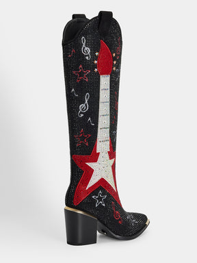 Classic-star-guitar-rhinestone-high-heel-western-boots