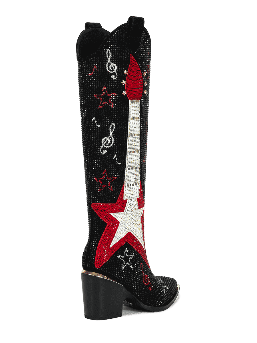 Classic-star-guitar-rhinestone-high-heel-western-boots