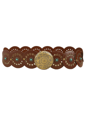 Coffee Wide PU Waist Belt