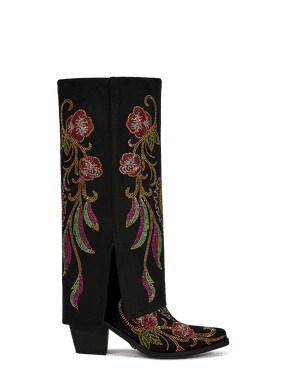 Colorful-flowers-fold-over-black-boots