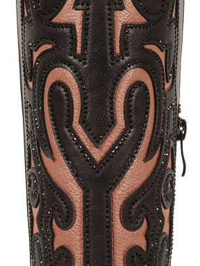 Cut-out-embroidery-brown-leather-western-boots