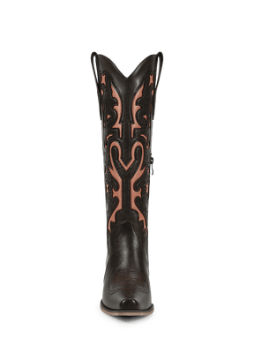 Cut-out-rhinestones-brown-knee-high-western-boots
