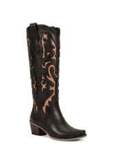 Cut-out-rhinestones-brown-leather-western-boots
