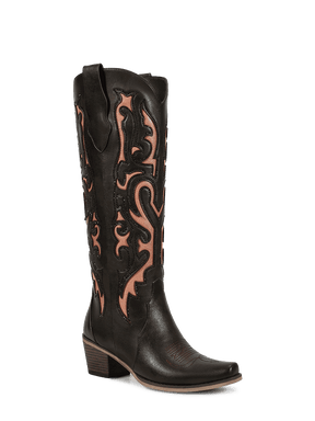 Cut-out-rhinestones-brown-leather-western-boots