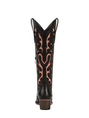 Cut-out-rhinestones-brown-mid-heel-western-boots