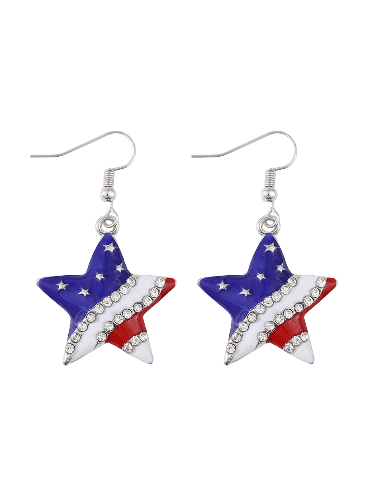 American Flag Star Drop Earrings
