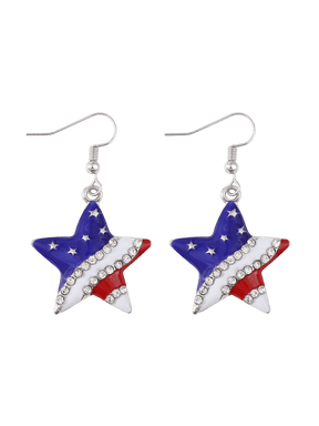 American Flag Star Drop Earrings