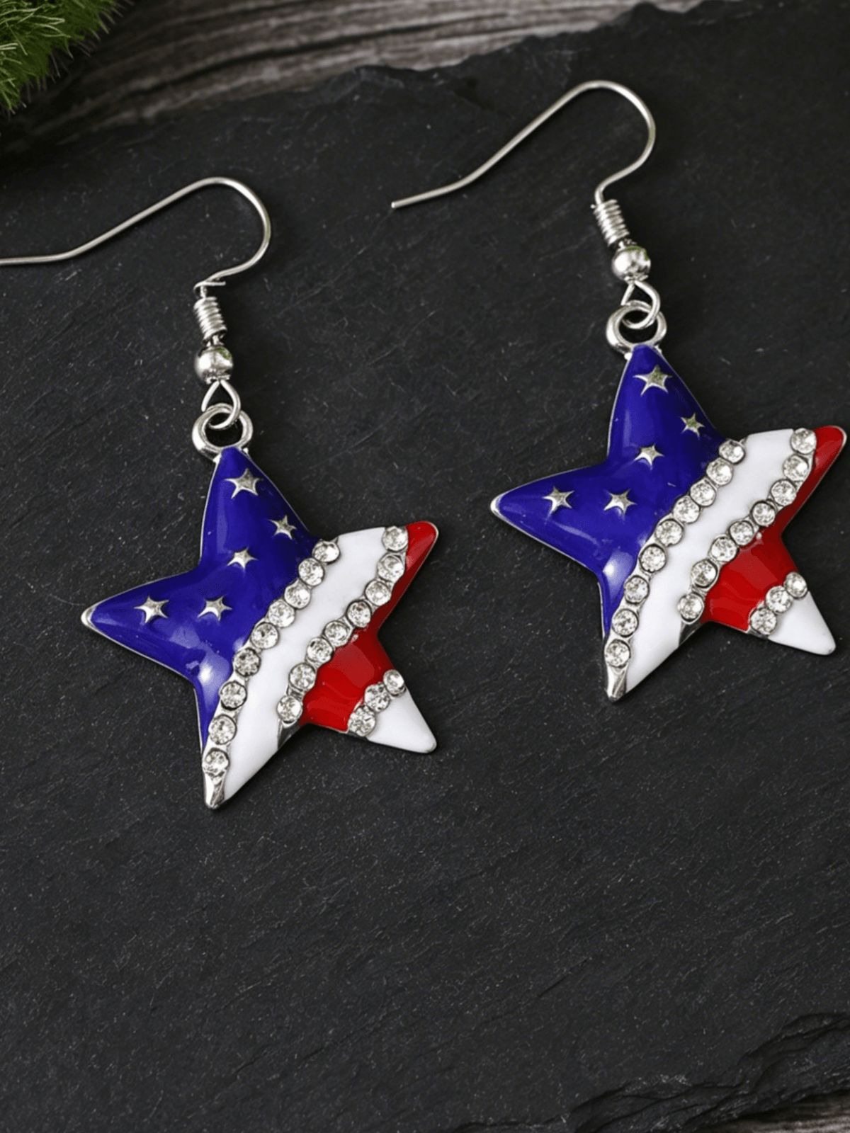 American Flag Star Drop Earrings