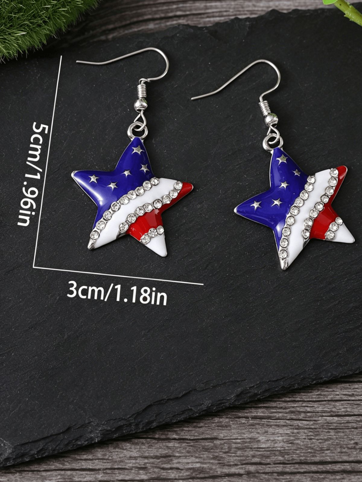 American Flag Star Drop Earrings