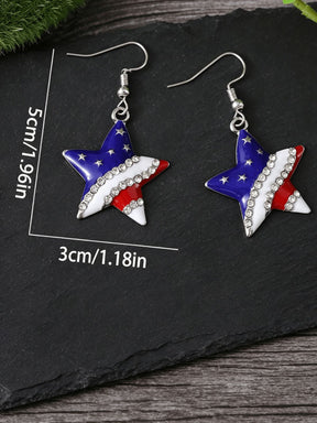 American Flag Star Drop Earrings