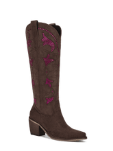 Fluorescent-rhinestones-dark-brown-cowgirl-boots