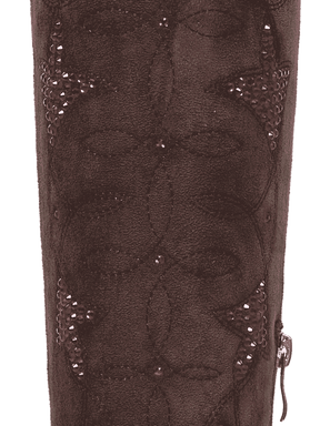 Fluorescent-rhinestones-dark-brown-cowgirl-faux-suede-boots