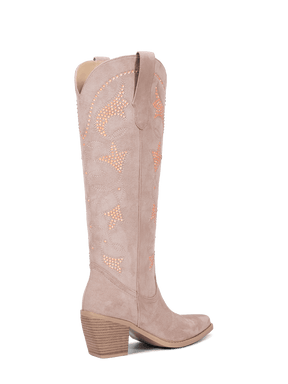Fluorescent-rhinestones-muted-pink-western-mid-heel-boots